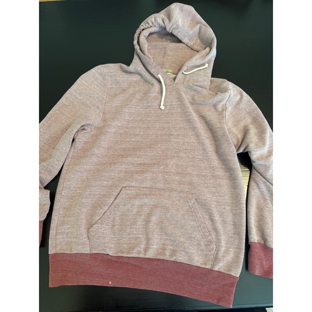 Earth Womens Mauve Herringbone Pullover Hoodie Sweatshirt Size M Tri-Blend